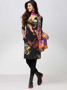 kort-iris-kjole-v-hals-multicolor
