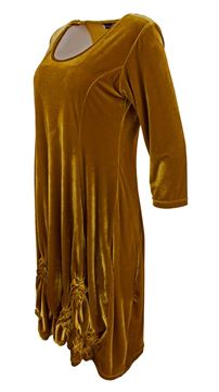 kjole-34-34-arm-fløyel-gold